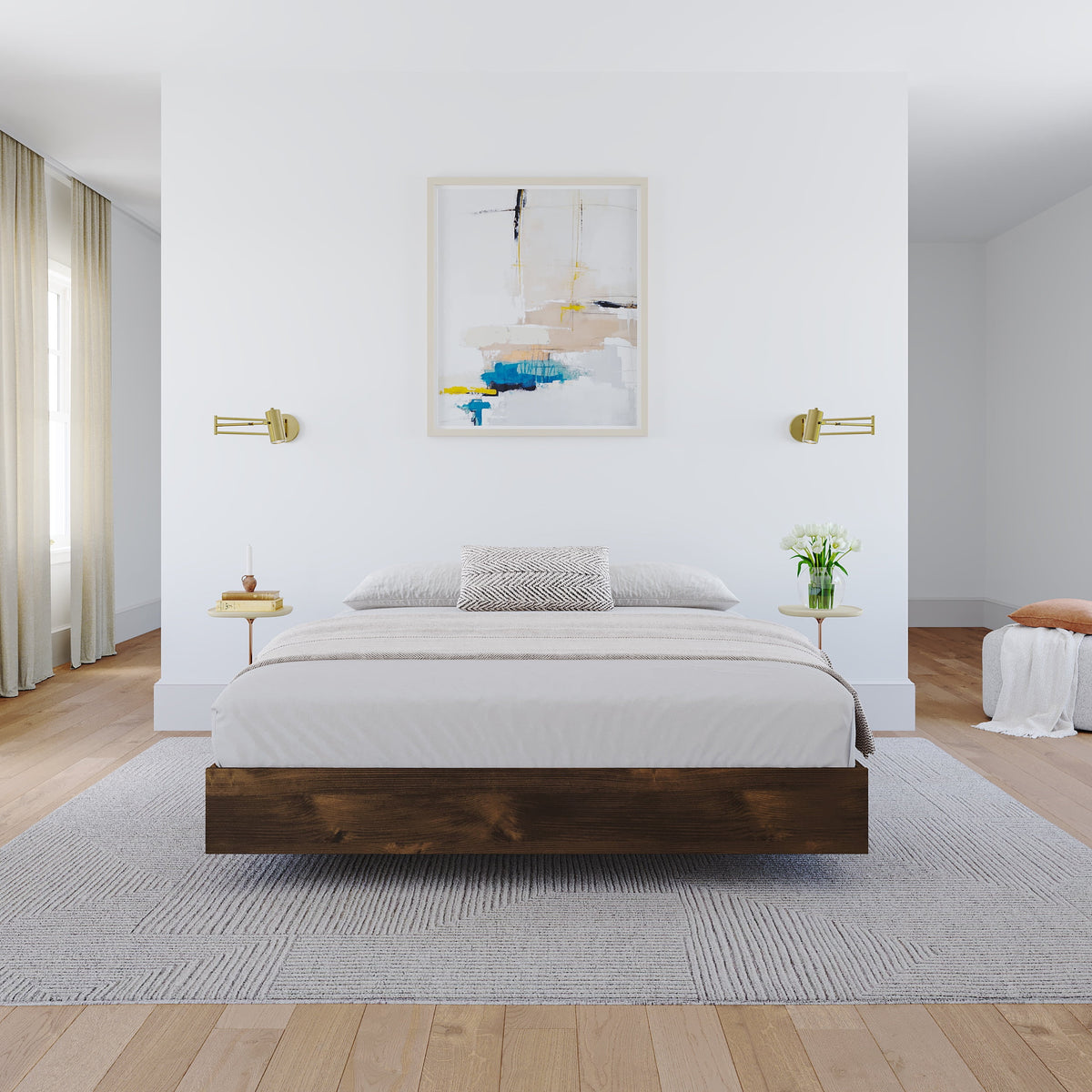 Nexera Full Size Platform Wood Bed Frame, Walnut
