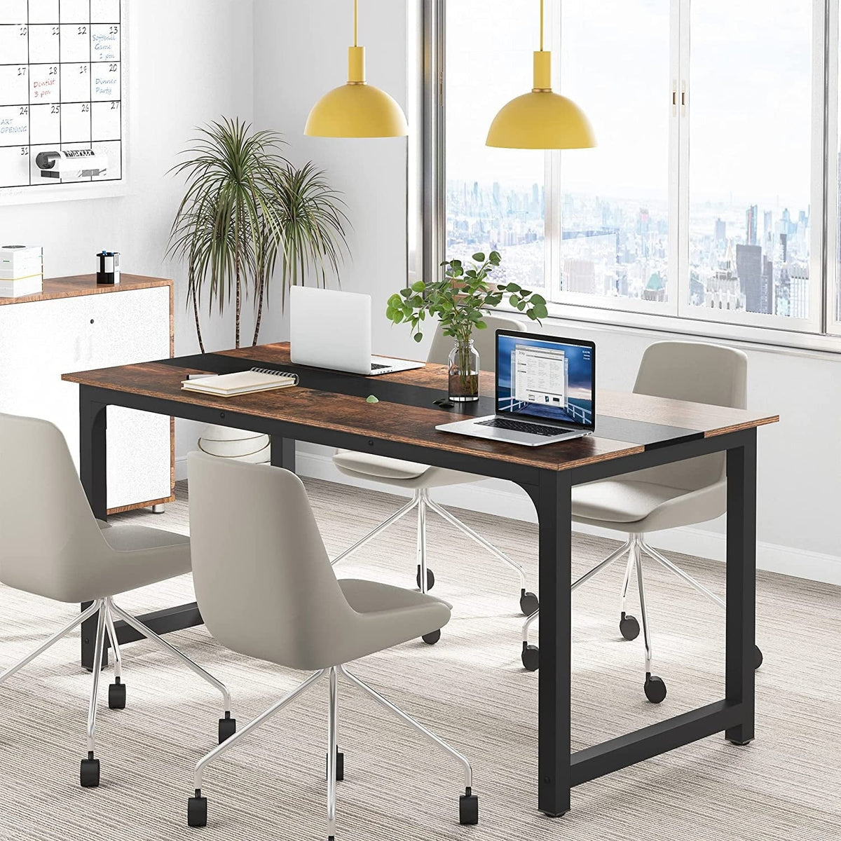 Large Simple Computer Desk Office Computer Table Writing Table for Home Office 63" L x 31.5" W x 29.5" H - Off White