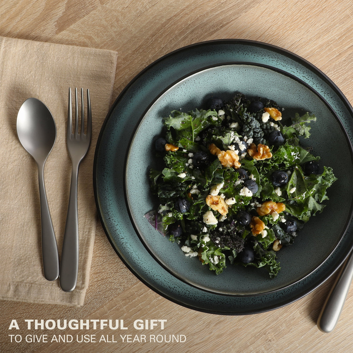 Gibson Elite Tribeca Loft 16-Piece Dinnerware Set - Service for 4 - Matte Blue
