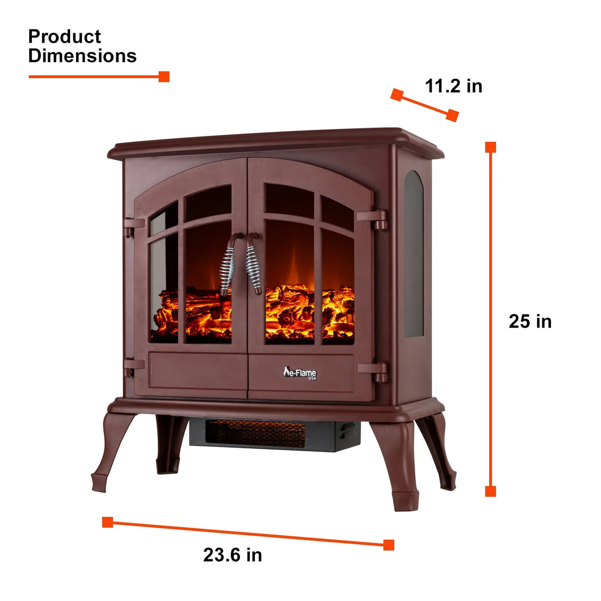 e-Flame USA Jasper Free Standing Electric Fireplace Stove - Red