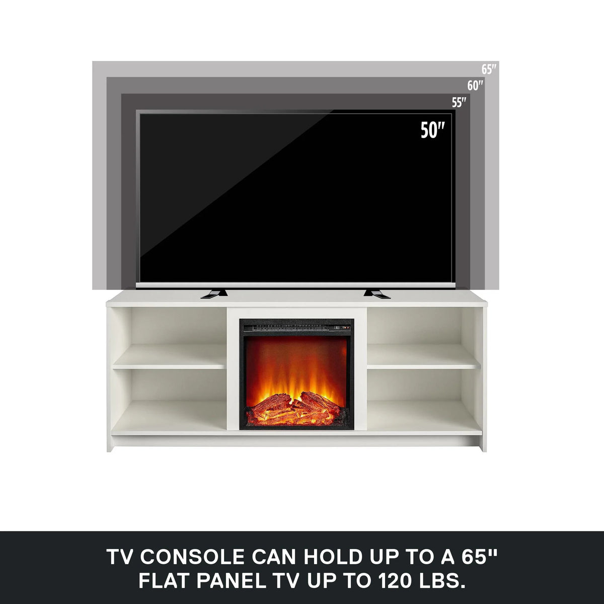 Mainstays Fireplace TV Stand for TVs up to 65", Black Oak