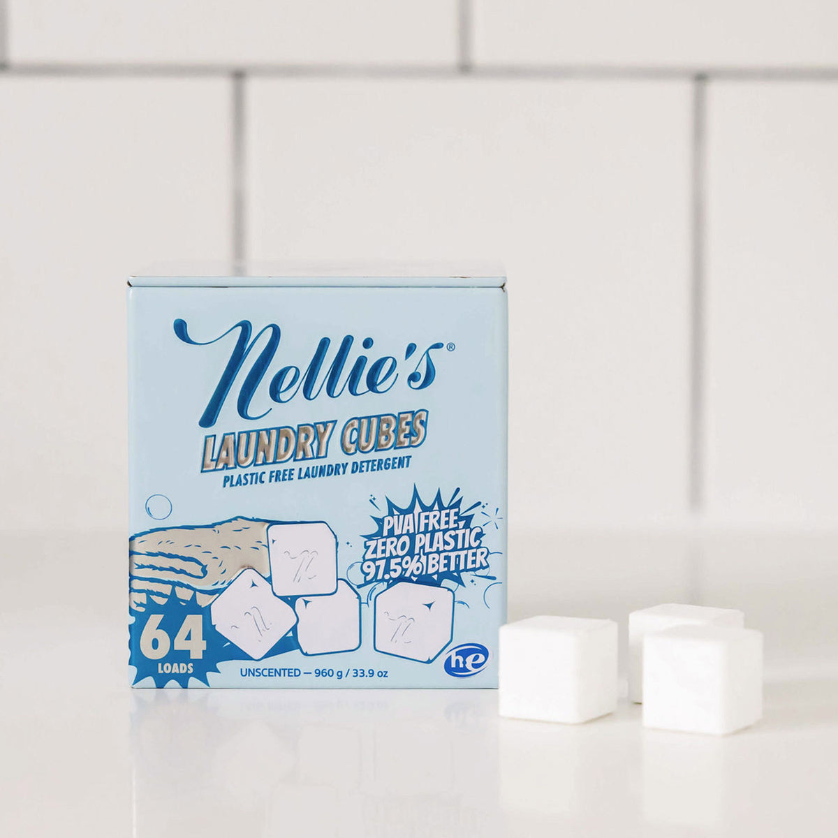Nellie's Laundry Detergent Cubes, Unscented, 128 Loads