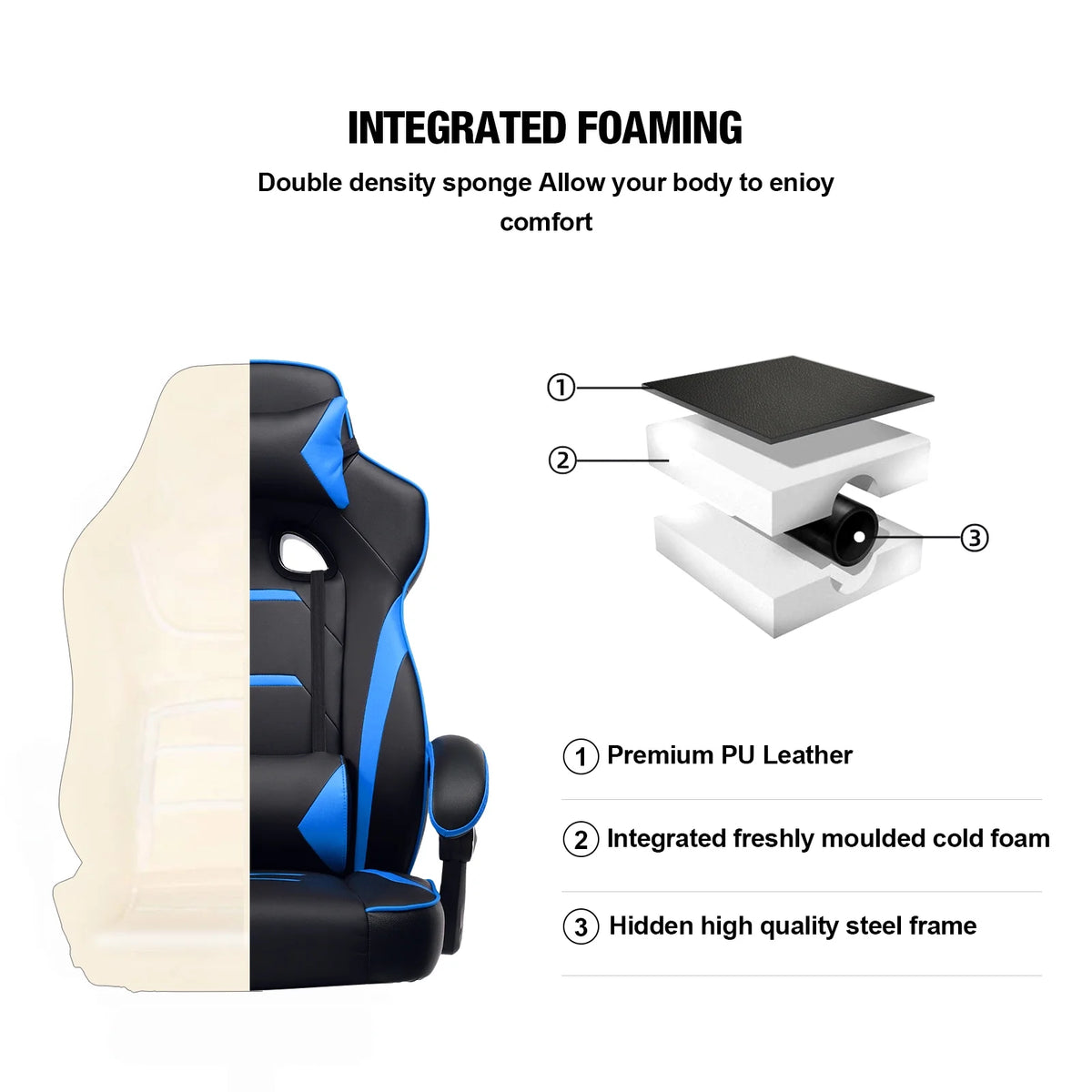 GTPLAYER Gaming Chair with Footrest, Big and Tall Game Chair 350lb Racing Style Computer Chair, Ergonomic Executive Office Chair High Back with Lumbar Support and Recliner, Black