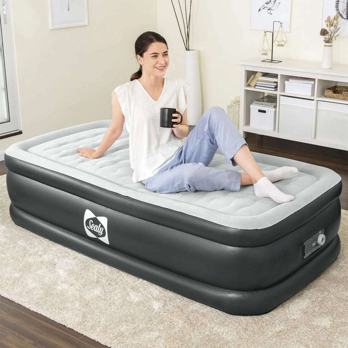 Sealy Tritech 20" Air Mattress Inflatable Bed Twin with Built-In AC Pump