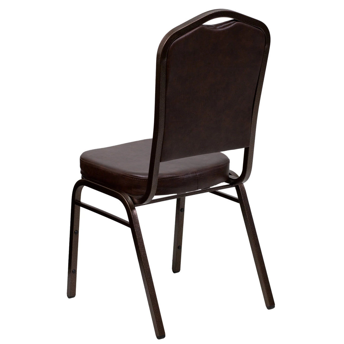 Emma + Oliver 4 Pack Crown Back Stacking Banquet Chair in Navy Vinyl - Silver Vein Frame