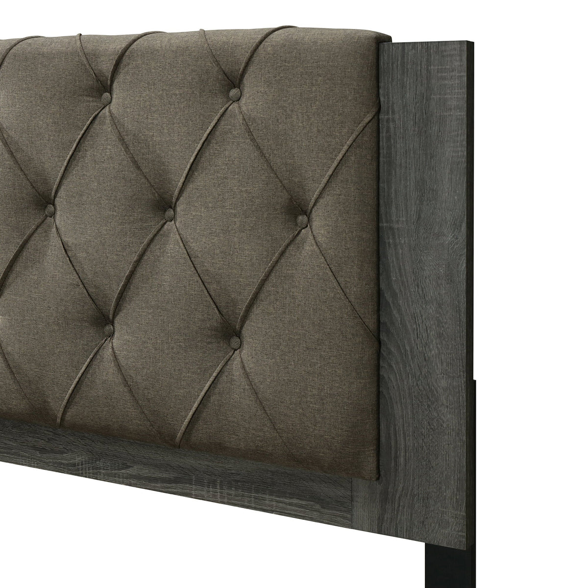 ClickDecor Kenton King Size Bed Frame with Tufted Headboard, Gray