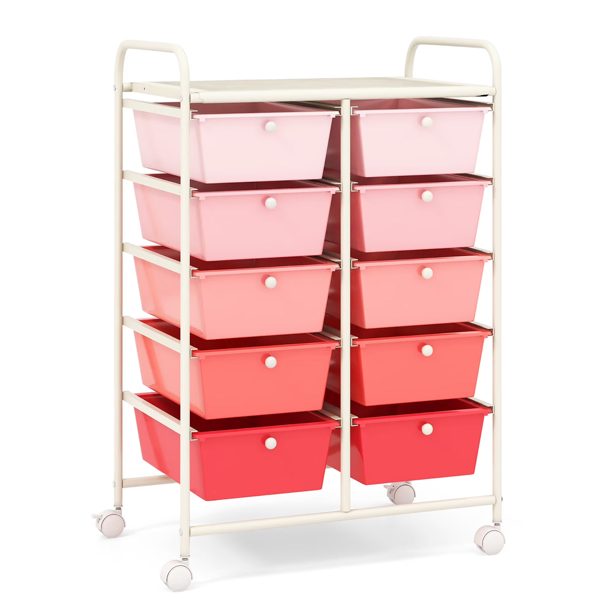 Gymax 10-Drawer Rolling Storage Cart Tools Scrapbook Paper Organizer on Wheels Black Gradient