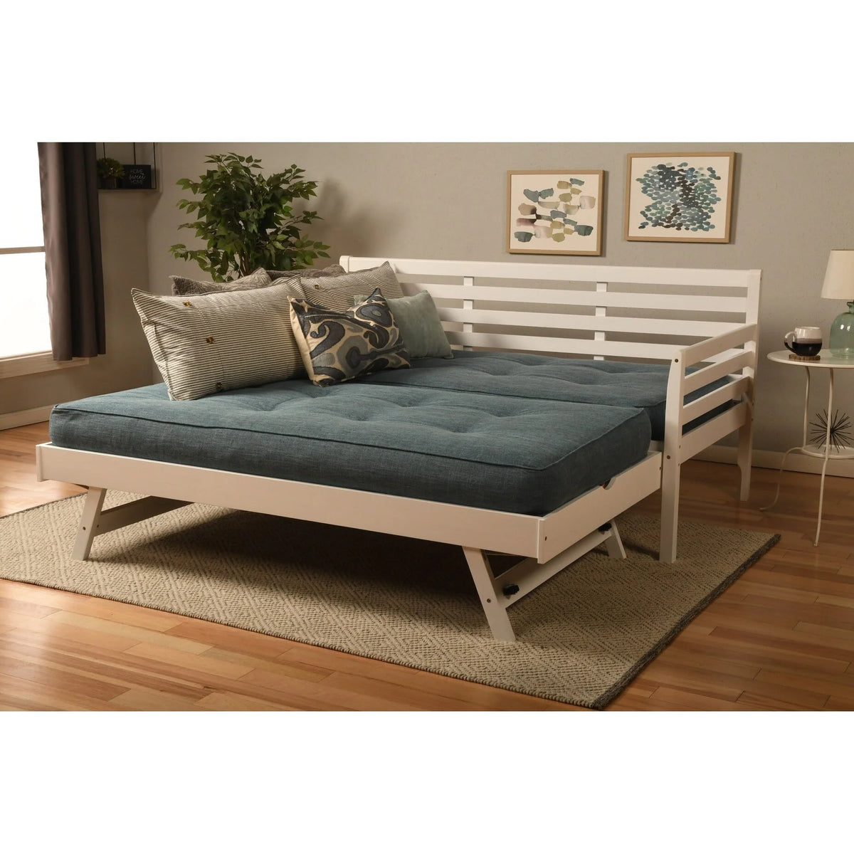 Somette Boho Daybed and Pop Up Bed with Linen Aqua Mattress Barbados