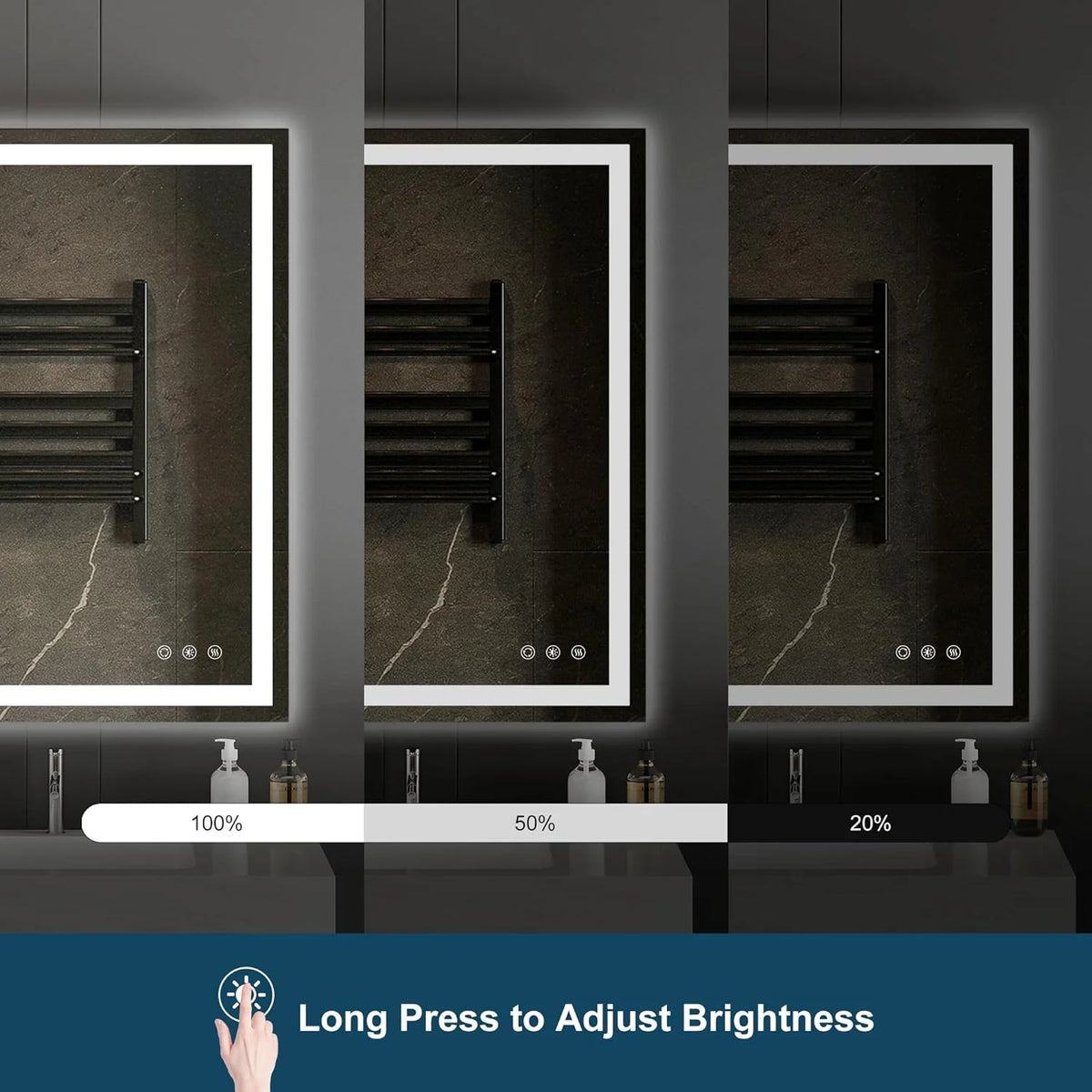 Funtouch Arched LED Bathroom Mirror 20"x30" with Front and Backlight, LED Bathroom Mirror with Lights��Anti-Fog��3 Colors, Memory,Shatterproof,UL Listed