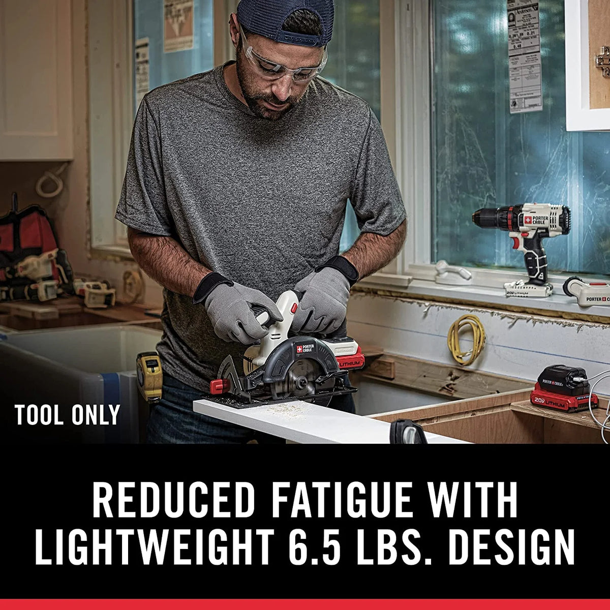 PORTER CABLE PCC660B 20V MAX Lithium-Ion 6-1/2-Inch Cordless Circular Saw (Bare Tool / Battery Sold Seperately)