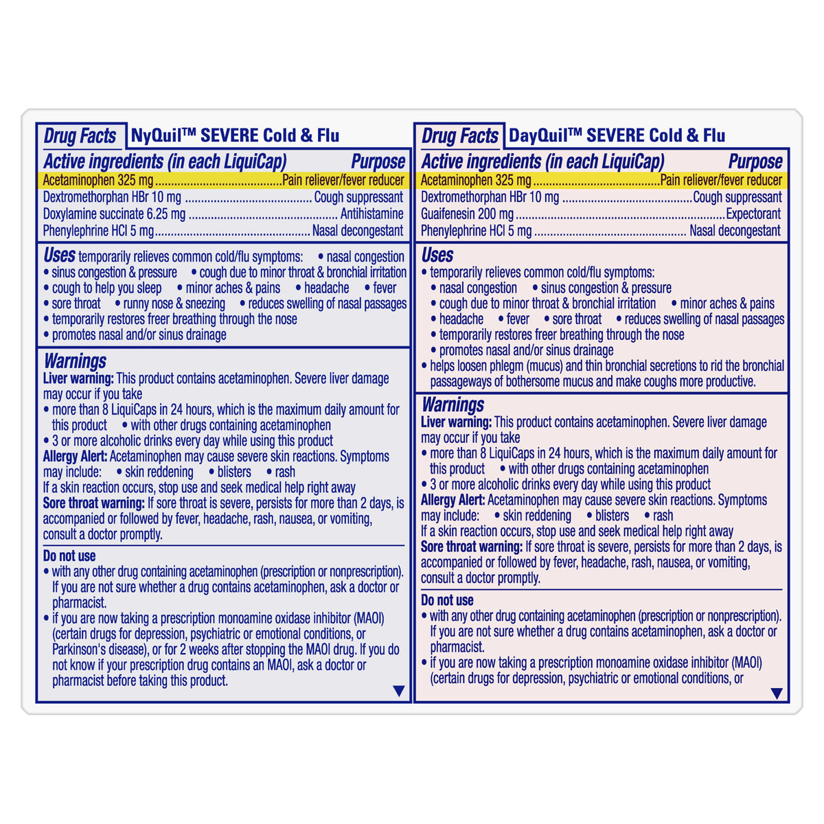 Vicks Severe DayQuil and NyQuil Cough, Cold & Flu Relief, 72 LiquiCaps