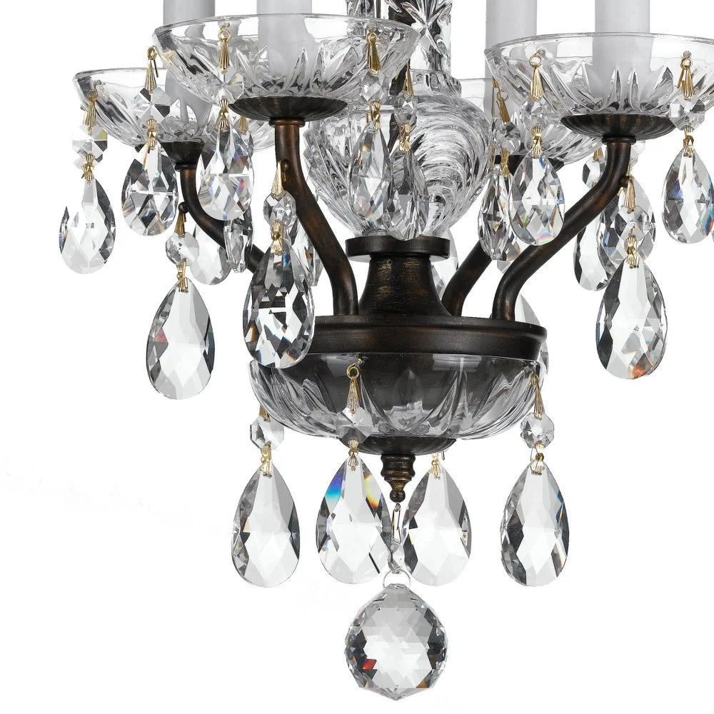 5534-EB-CL-MWP-Crystorama Lighting-Traditional Crystal - 15 Inch 4 Light Chandelier-Hand Cut Crystal Type-English Bronze Finish   -Traditional