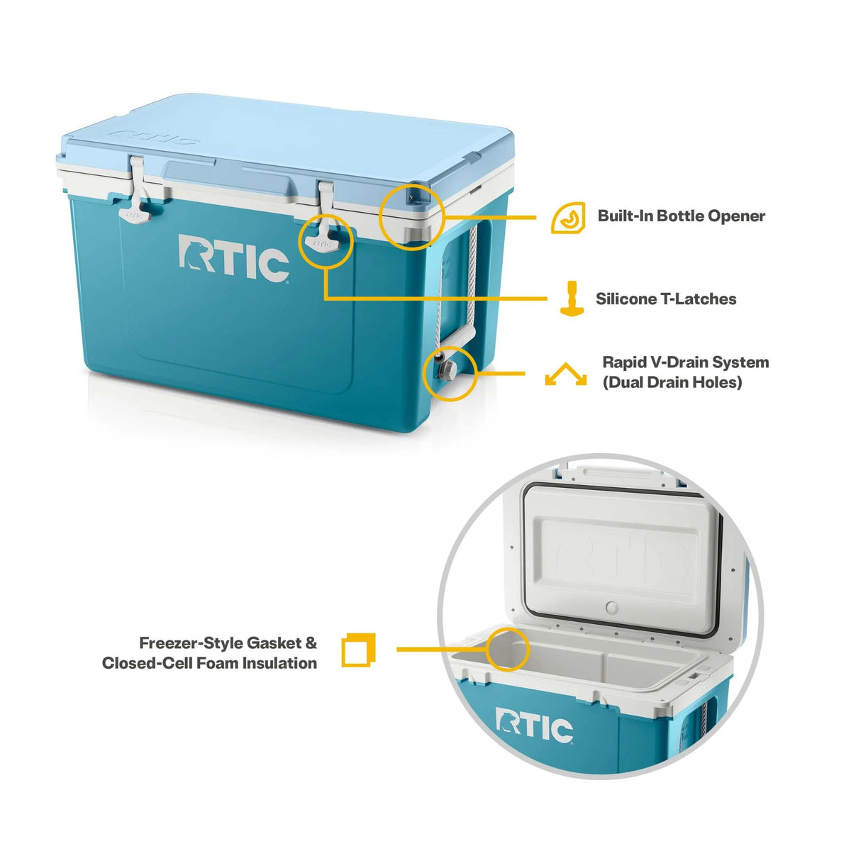 RTIC 52 QT Ultra-Light Hard-Sided Ice Chest Cooler, Fits 76 Cans, Trailblazer
