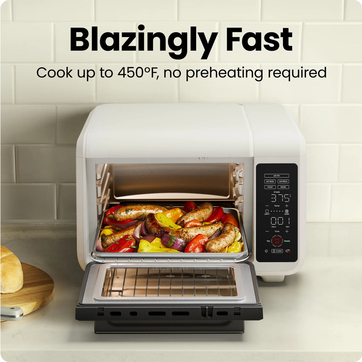 Chefman EasyAir 15 Qt. Toaster Oven Air Fryer, 5 Cooking Functions & 450��F Max Temperature �C Black