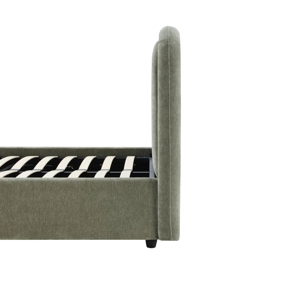 Modern Upholstered Platform Bed with Lift-Up Storage, Headboard, Wood Slats, Noise-Free