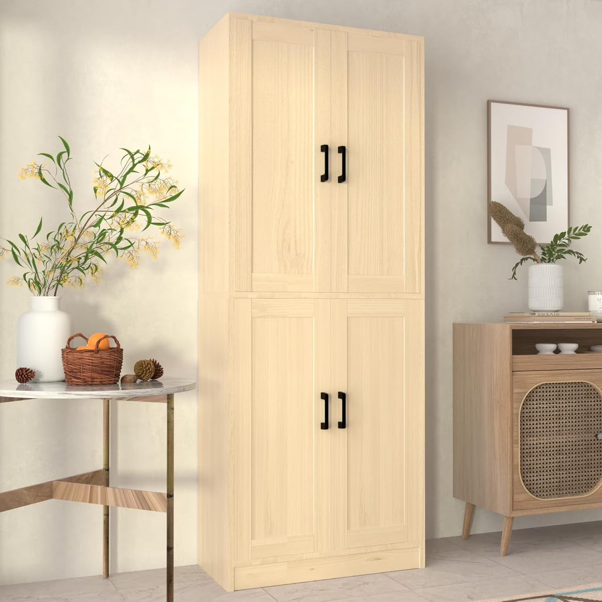 DIYART White Kitchen Pantry Cabinet, 71" Tall Kitchen Storage Cabinet with doors, Kitchen Pantry Hutch with Storage for Kitchen, Dining Room
