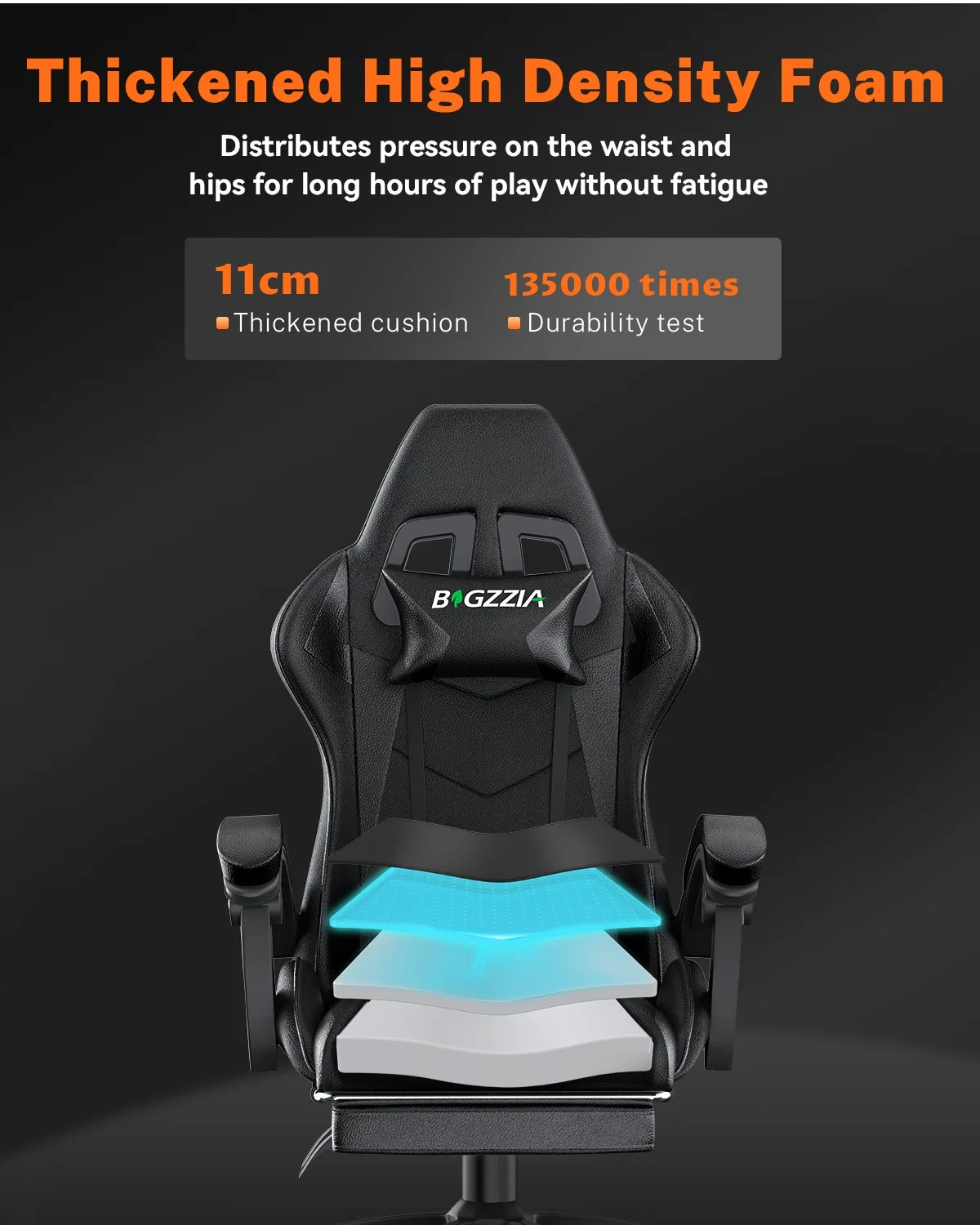 Bigzzia Gaming Chair with Footrest, Gaming Chair for Adult with Headrest and Lumbar Support,Red