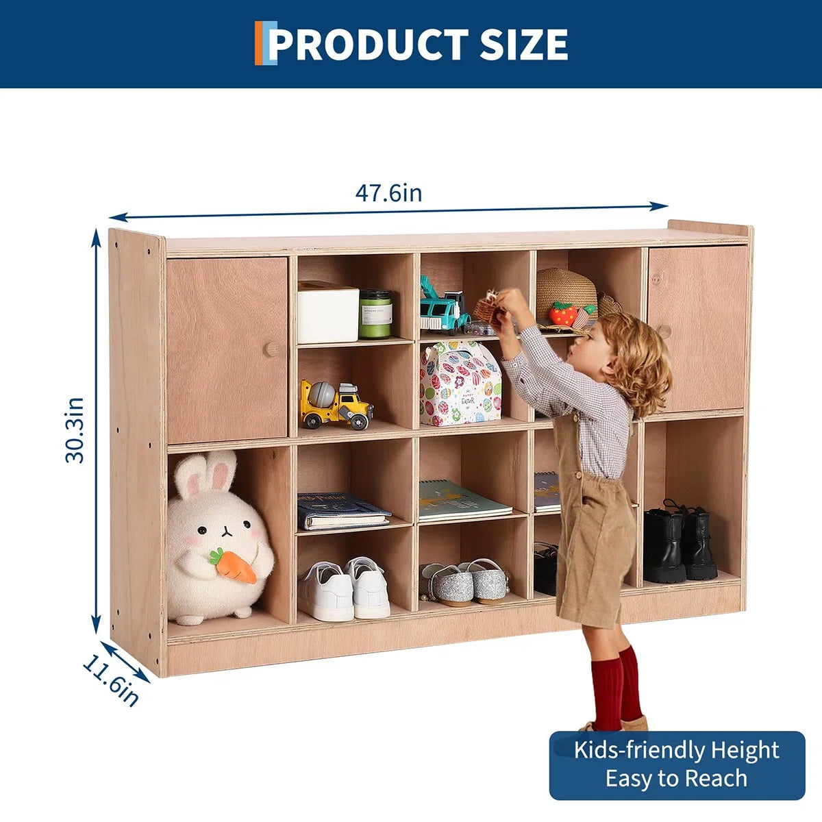 Ataucjin 5-Section Classroom Coat Locker, 20 Cubbies for Classrooms, Daycare Cubby with 4 Casters, 5 Hooks and 2 Storage Boxes, for Home, School, Kindergarten