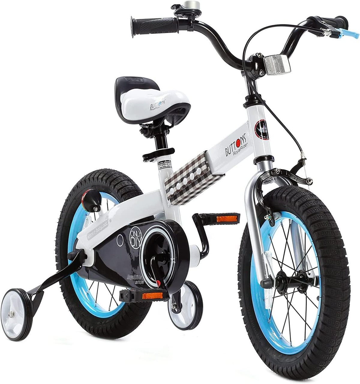 RoyalBaby Buttons Blue 16 inch Kid-s Bicycle With Training Wheels and Kickstand