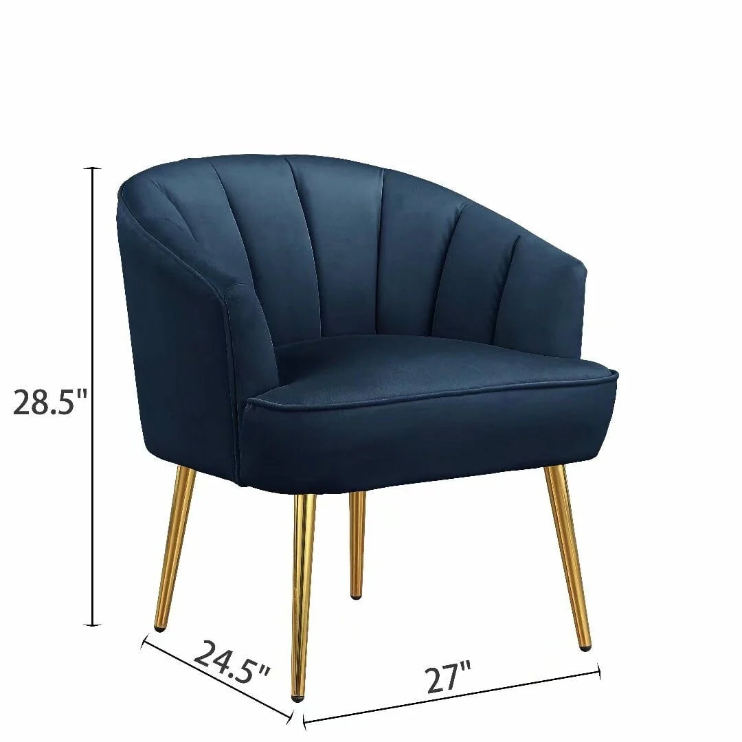 Manufacturer Name Morden Fort Glam Velvet Barrel Carter Chair with Golden Legs Blue