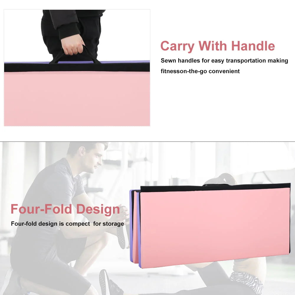 Dkelincs Folding Gymnastics Mats with Handle 6'x4'x2" 4 Panel Tumbling Exercise Mat Waterproof, CM