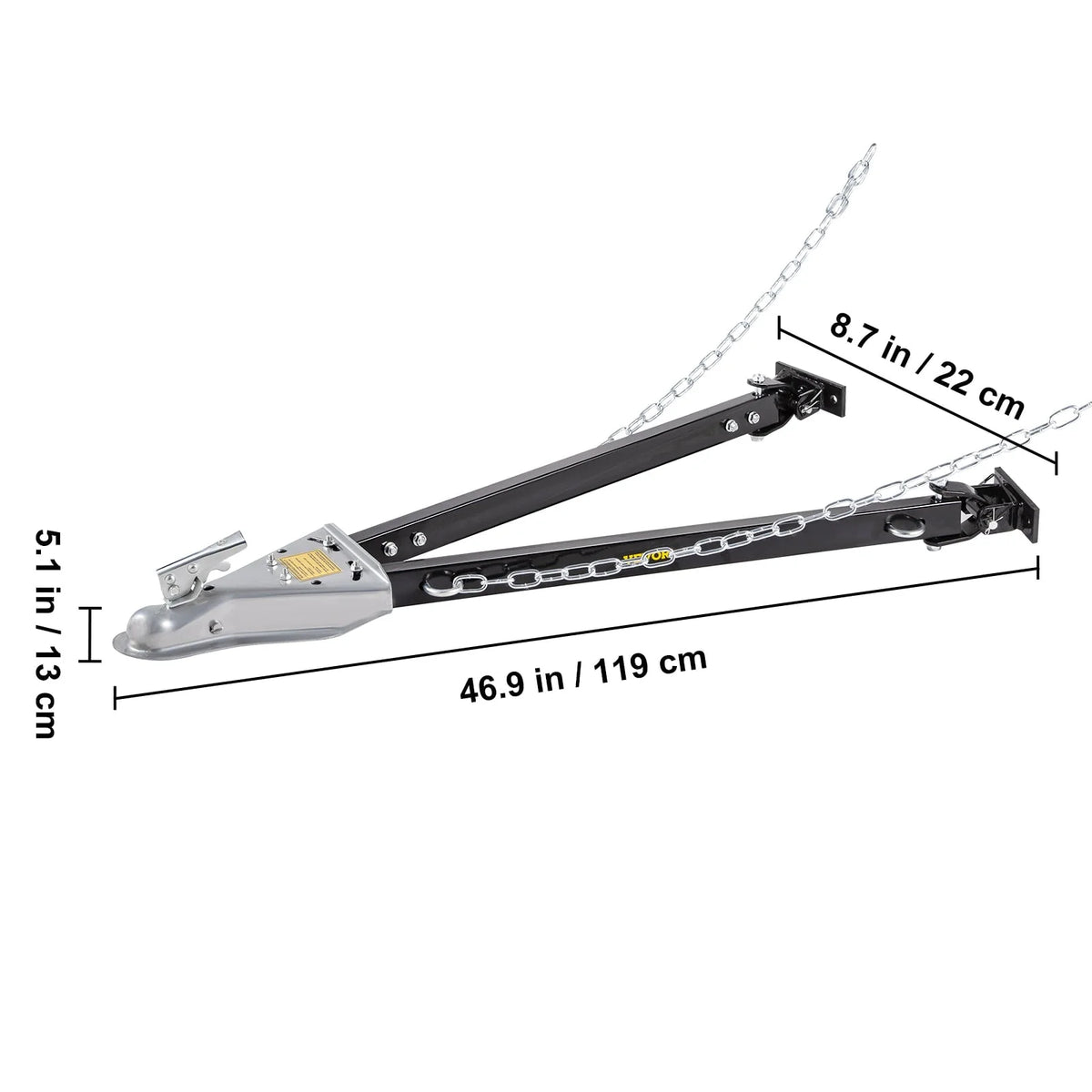 BENTISM Adjustable Tow Bar Bumper Mount Tow Bar 5000lbs Fit 2'' Ball w/ Chains