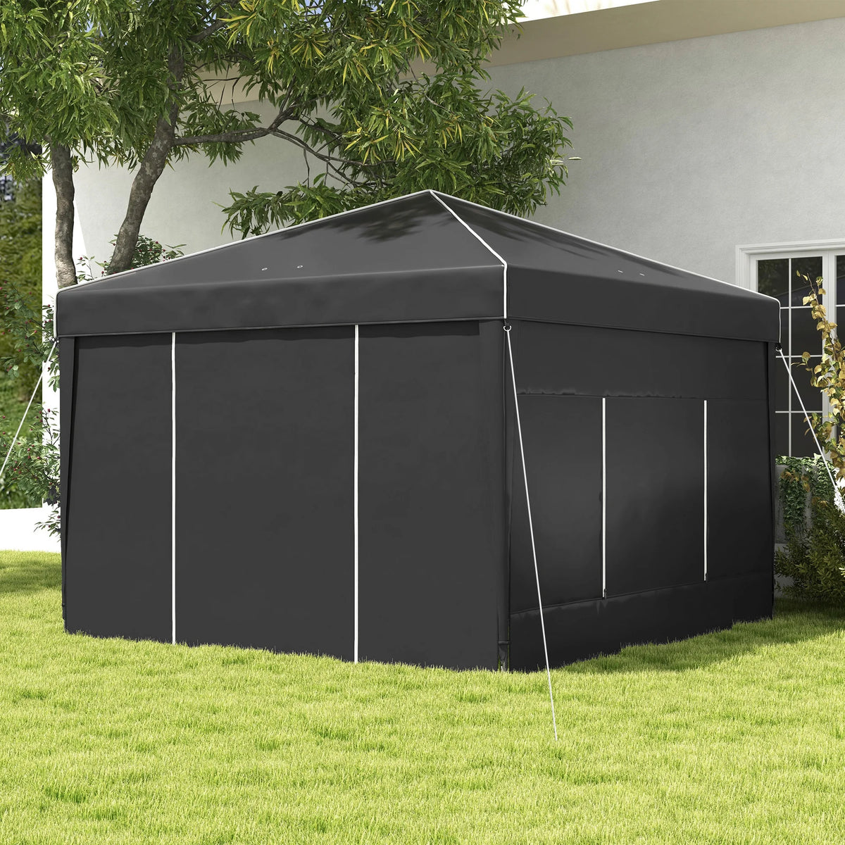 Outsunny 116.25 x 116.25 in Black Pop up Outdoor Canopies, Adjustable Height