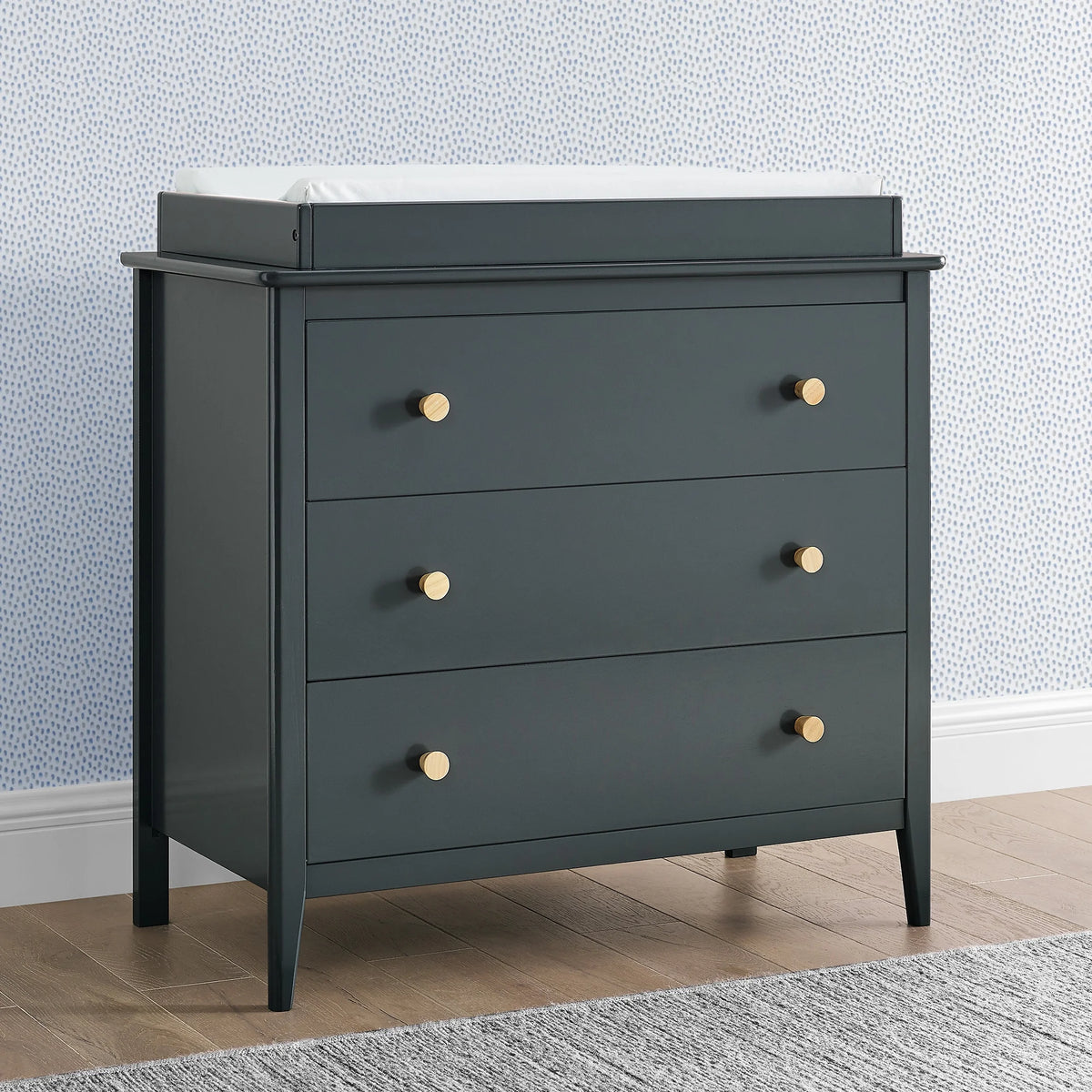 Delta Children Casey 3 Drawer Dresser with Interlocking Drawers, Black Ebony/Natural