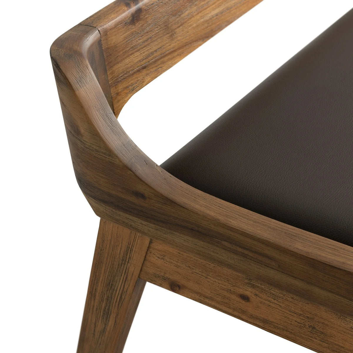 Boraam Rasmus Low Back Faux Leather and Wood Dining Bench, Chestnut Wire-Brush Finish