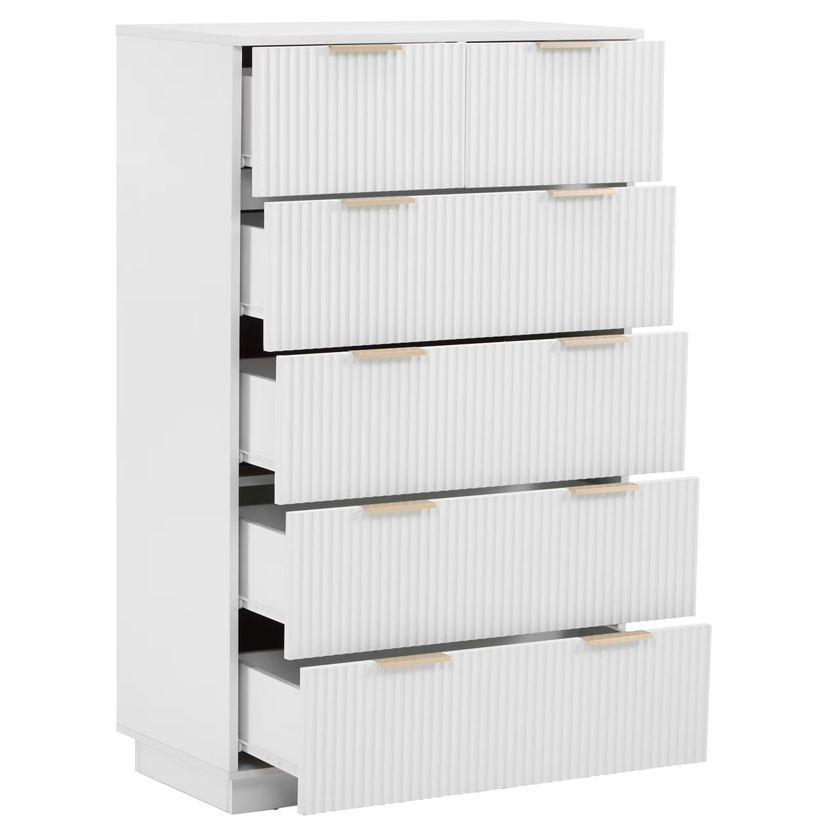 UBesGoo Dresser for Bedroom Wood 4 Drawers Dressers, Fluted Modern Dresser, White