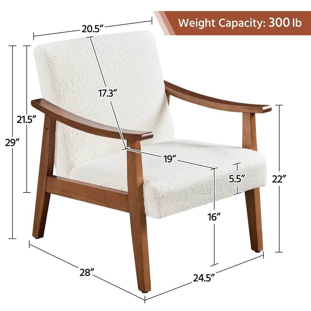 Yaheetech Mid-Century Upholstered Faux Leather Armchair with Solid Wood Legs,Brown