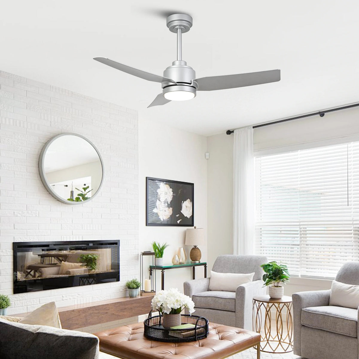 42" Modern Gold Dimmable Ceiling Fan DC Motor Indoor 3-blade LED Ceiling Fan with Remote
