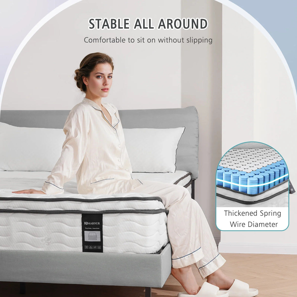 MARNUR 10 inch Queen Hybrid Mattress with Memory Foam, Medium Firm, Euro Top