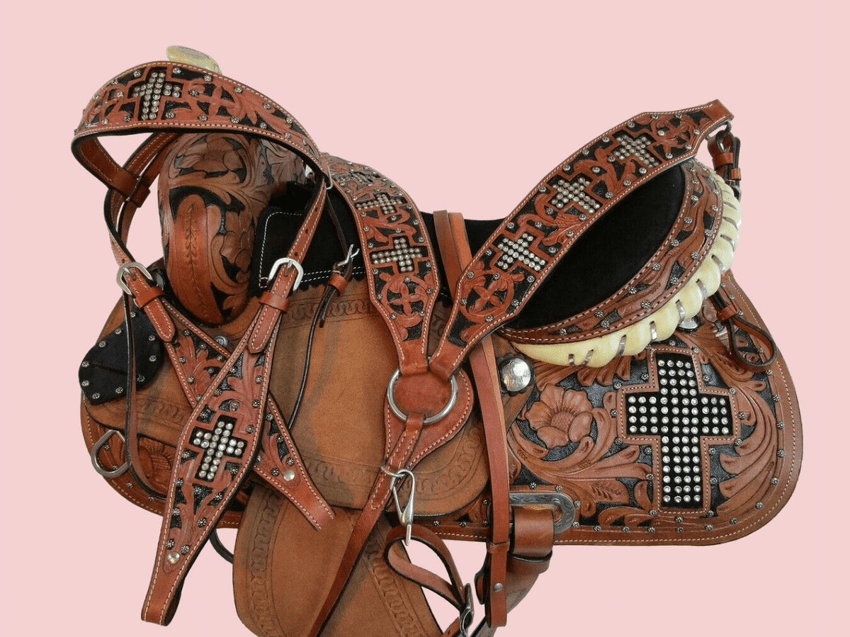COMFY TRAIL WESTERN HORSE SADDLE PLEASURE FLORAL TOOLED LEATHER TACK
