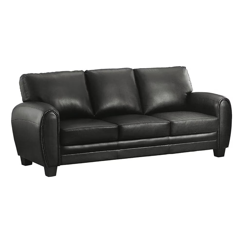 Pemberly Row 19" Contemporary Faux Leather Upholstered Sofa in Black
