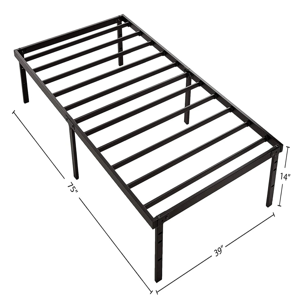 Mainstays 14" Heavy Duty Steel Slat Twin Platform Bed Frame, Black