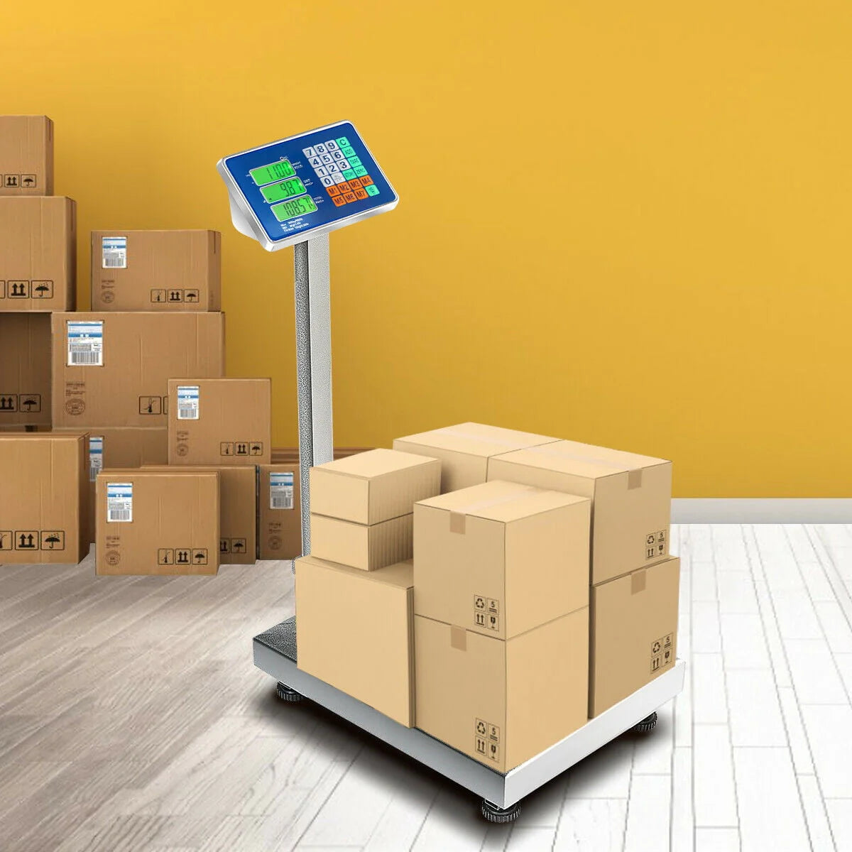 Gymax 660lbs Weight Platform Scale Digital Floor Folding Scale Postal Shipping Mailing