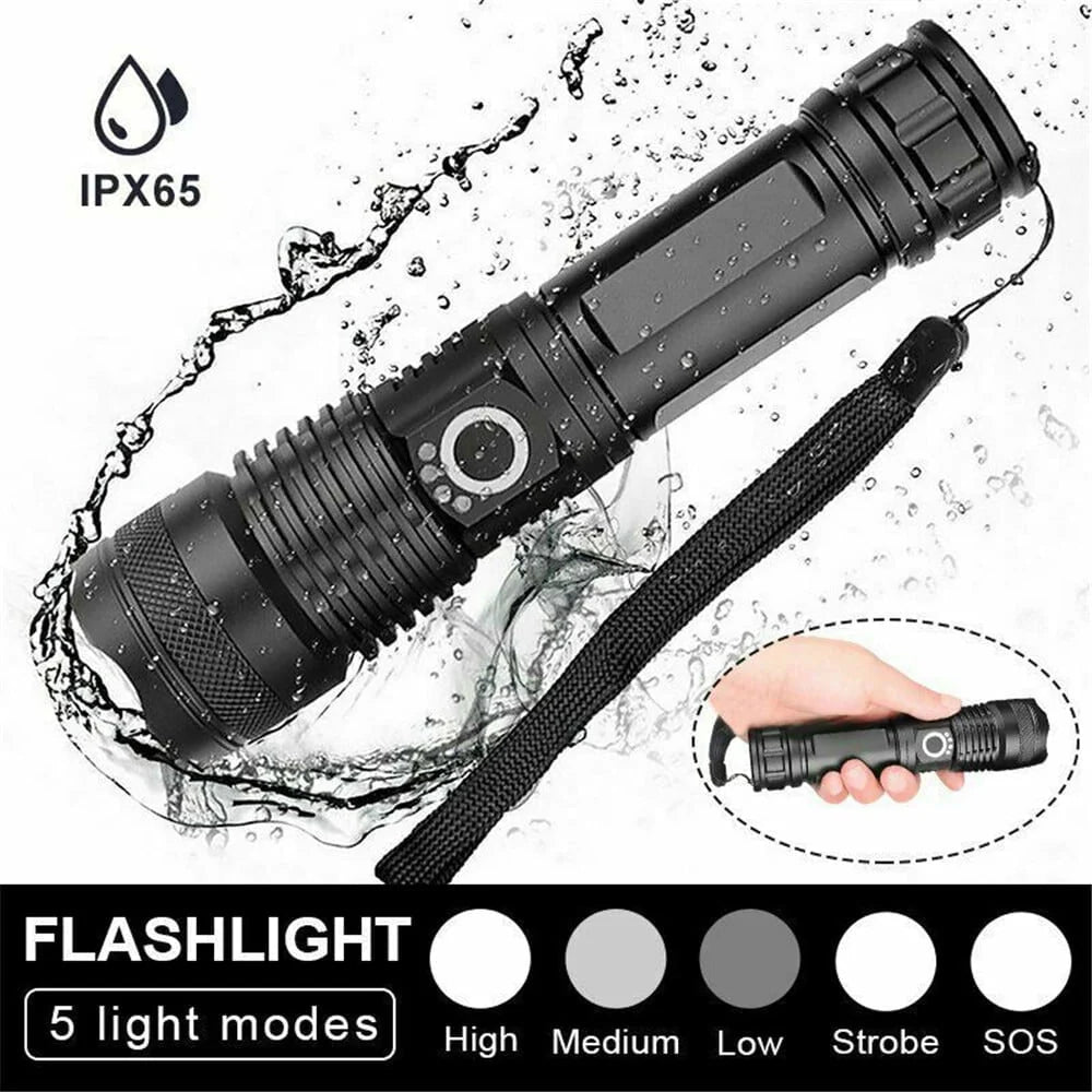 Maple Star 100000 High Lumens Rechargeable Powerful Waterproof Super Very Bright Flashlights