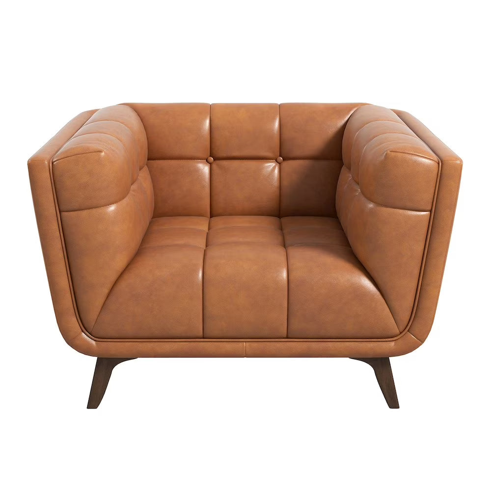 Allen Mid-Century Modern Velvet Upholstered Armchair in Blue