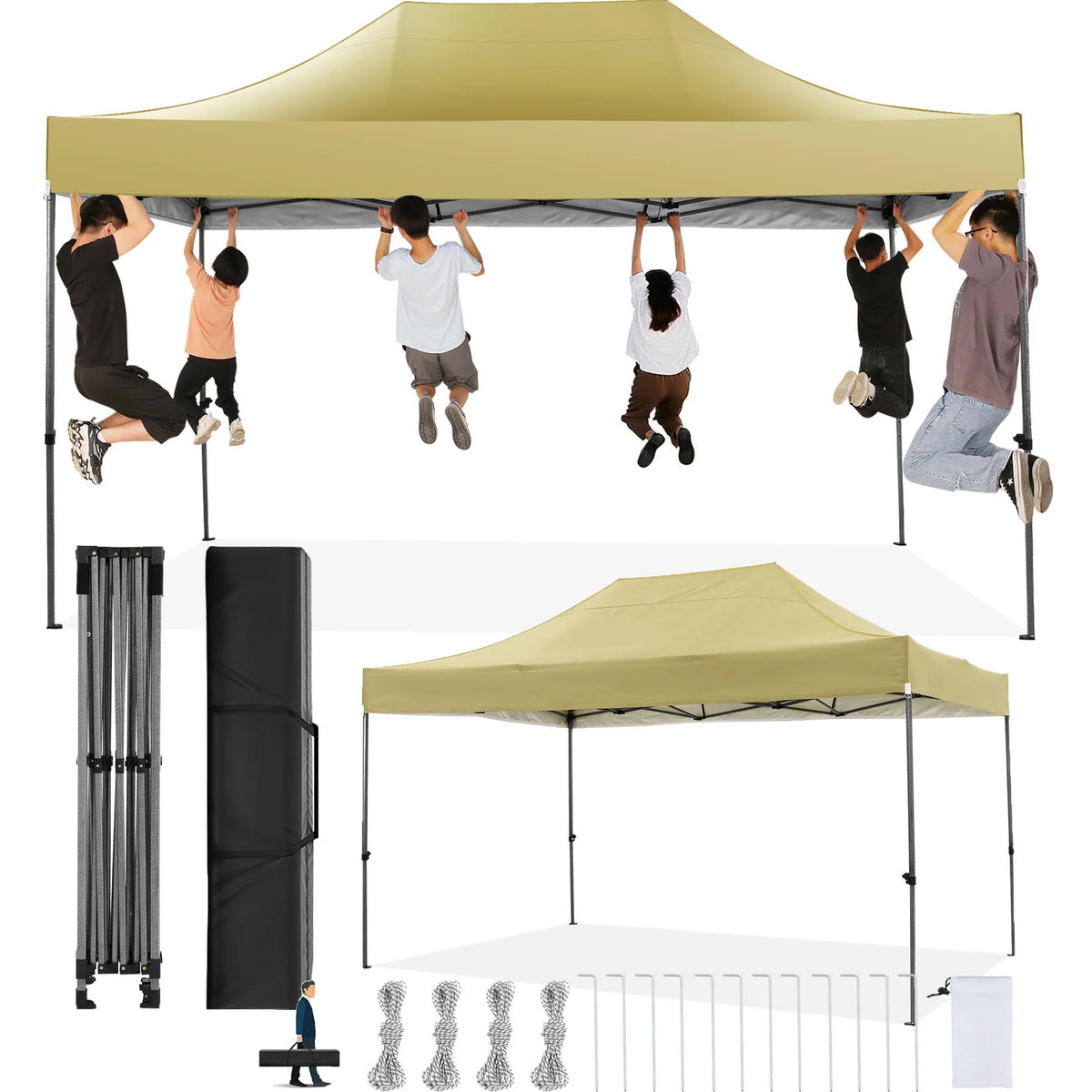 COBIZI 10x10 Heavy Duty Pop-up Canopy Tent for Outside, UPF 50+ Waterproof and Instant Outdoor Shelter, Outdoor Canopy for Beach,Party,Camping with Rope,Stake and Carrying Bag,White(Frame Thickened)