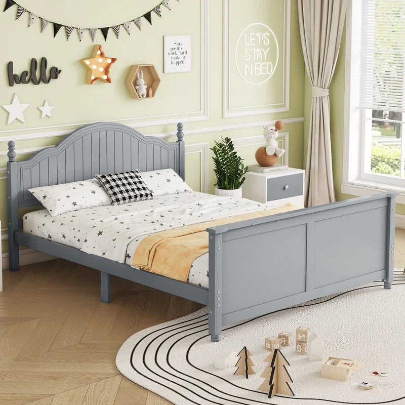 Duxelifin Wood Twin Bed Frame with Rails, Twin Size Low Platform Bed with Headboard and Footboard, Low Twin Bed Frame for Girls & Boys, White
