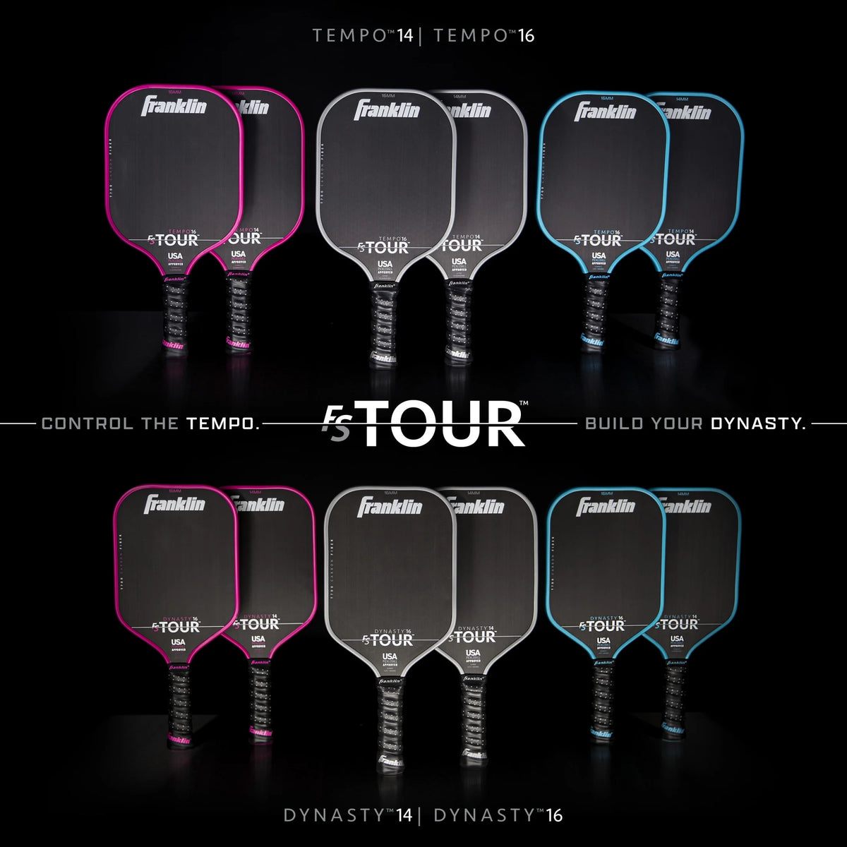 Franklin Sports Pro Pickleball Paddles - FS Tour Series Carbon Fiber Pickleball Paddles - Official USA Pickleball (USAPA) Approved Paddles - Dynasty Pro Player Paddle - 14mm Polymer Core - Gray