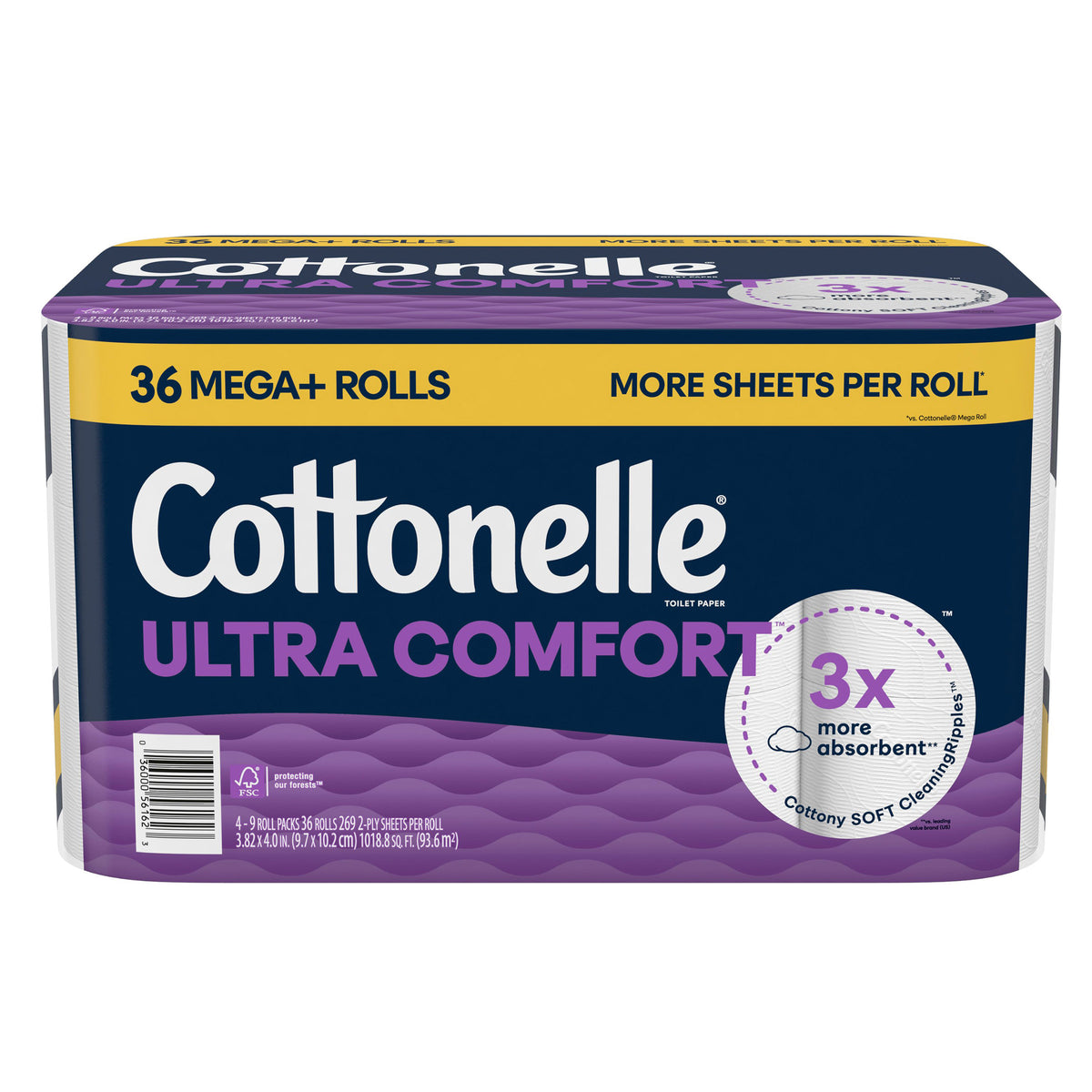 Cottonelle Ultra Comfort Bath Tissue, 2-ply, 269 Sheets, 36 Rolls