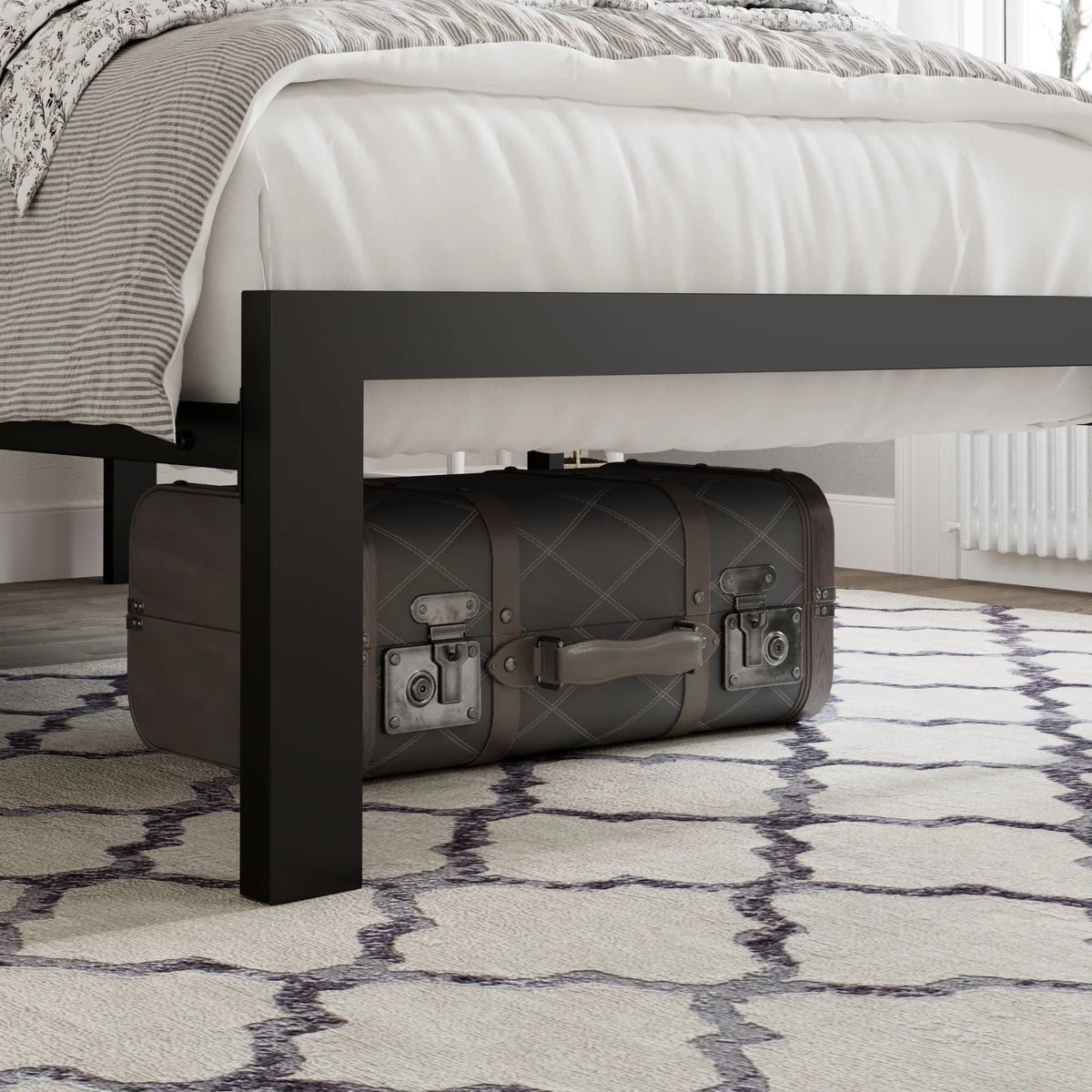 Amolife Twin Size Metal Platform Bed with Upholstered Button Tufted Headboard and 16 Strong Steel Slats, Dark Grey
