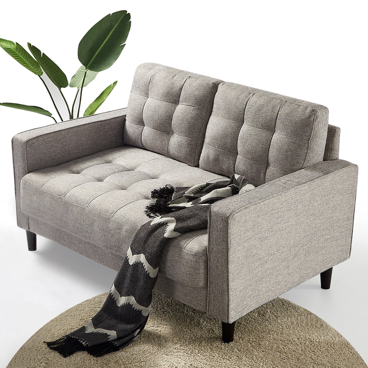 Zinus Benton 2-Seater Loveseat, Soft Grey