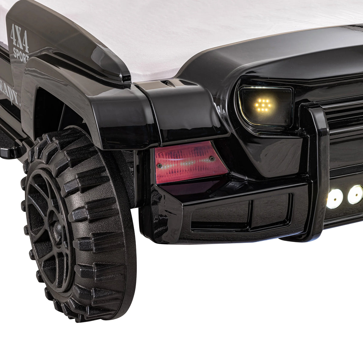 Furniture of America Terra Kids Plastic Twin SUV Bed with LED and Sound, Black