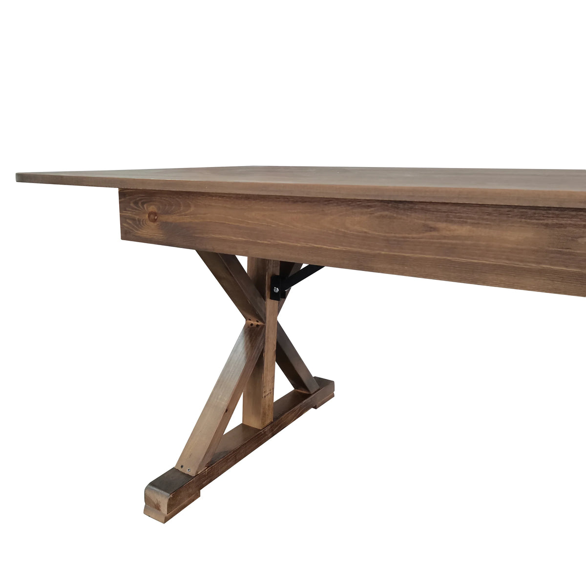 Merrick Lane 9' x 40" Rectangular Antique Rustic Solid Pine Foldable Dining Table with Crisscross Legs