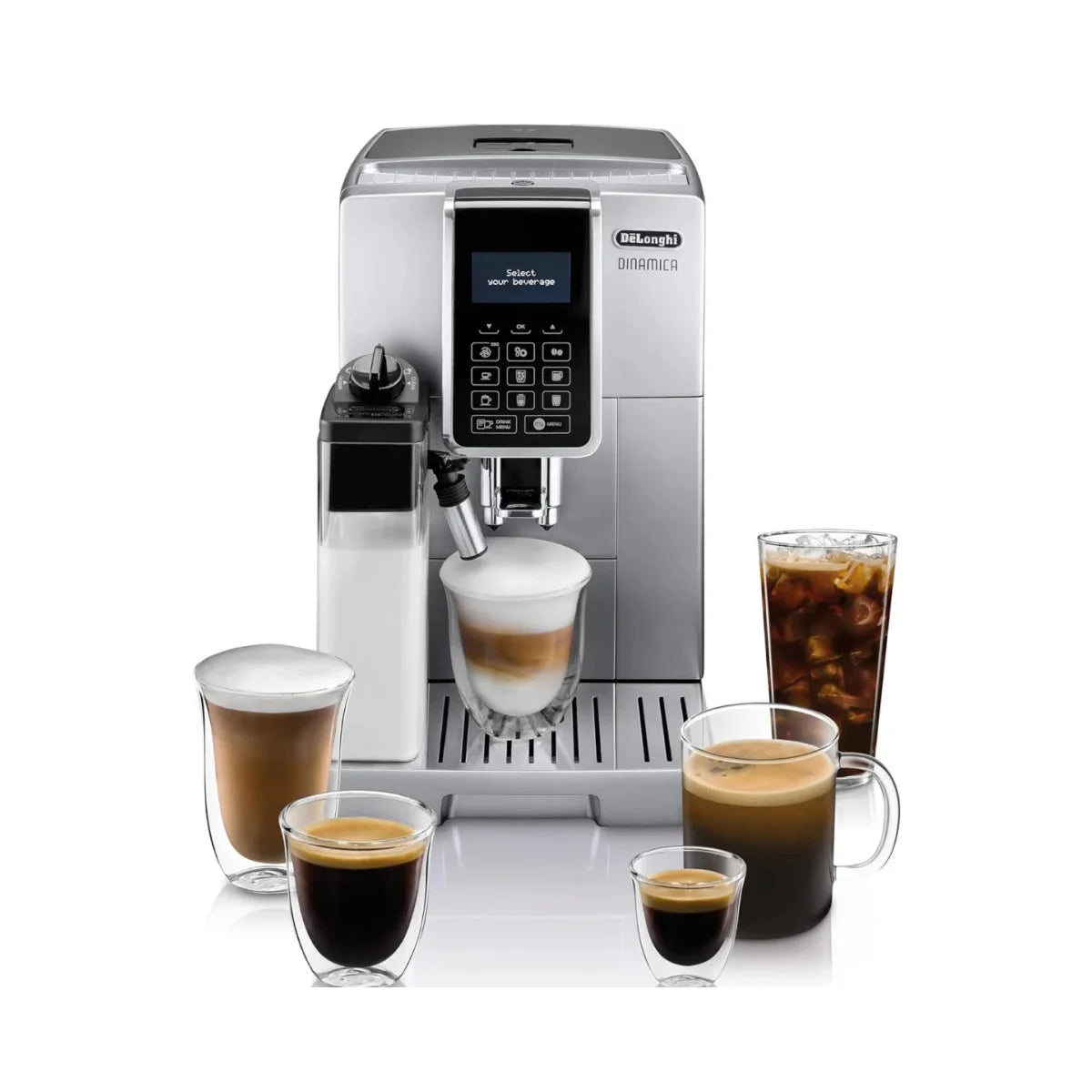 Restored DeLonghi Dinamica Automatic Espresso Machine w/ LatteCrema | 18 Recipes | ECAM35075SI (Refurbished)