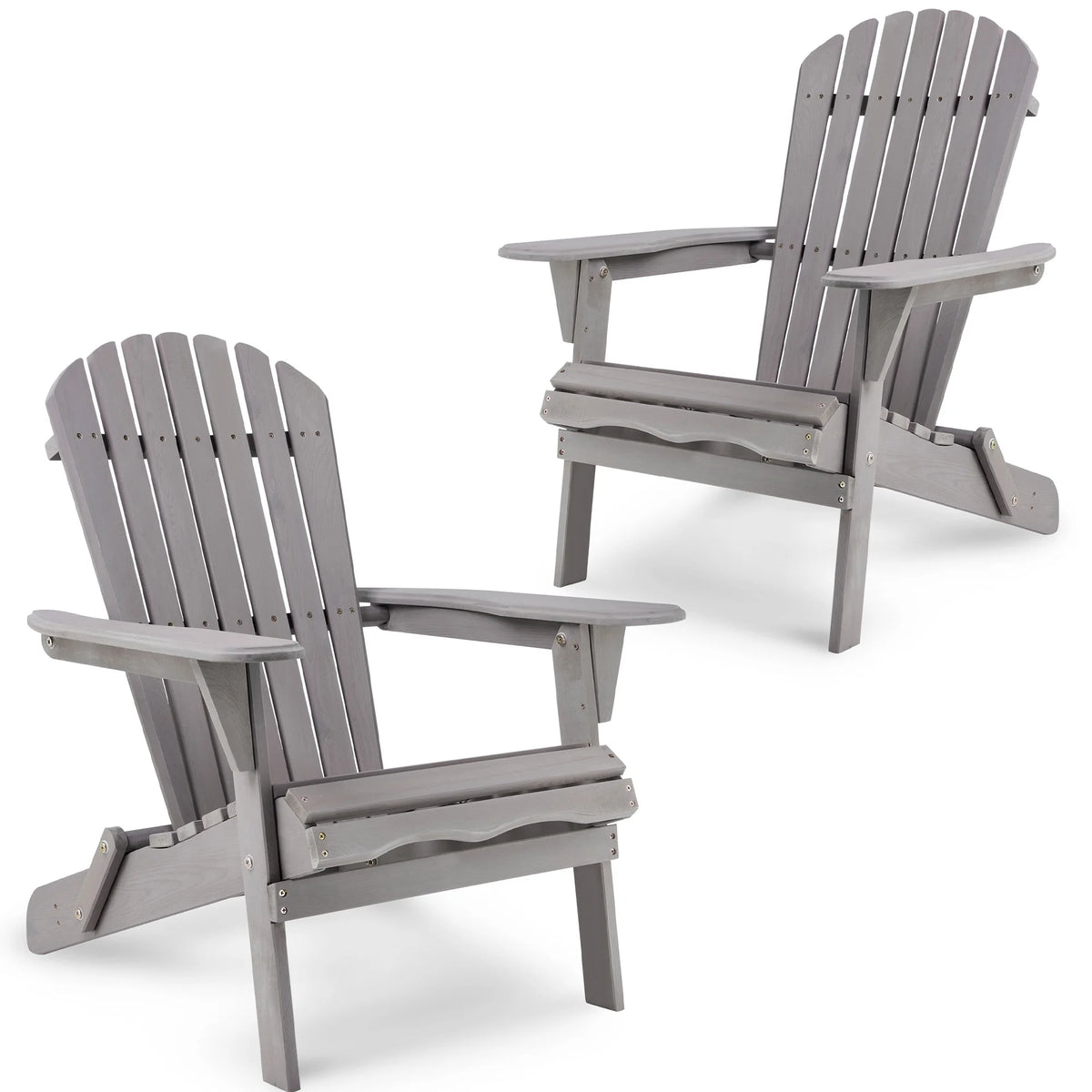 uhomepro Outdoor Adirondack Chairs Set of 2, Folding Fire Pit Chair, Weather Resistant Patio Lawn Chair for Outside Deck Garden Backyard Balcony, Gray