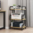 Natwind 3-Tier Printer Stand with Wheels Movable Storage Cart Floor-Standing Printer Cart Multi-Purpose Shelf Rack for Media Player (White)